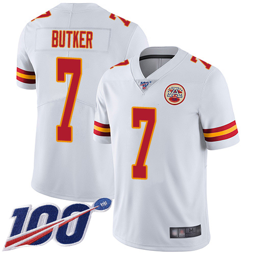 Men Kansas City Chiefs #7 Butker Harrison White Vapor Untouchable Limited Player 100th Season Football Nike NFL Jersey